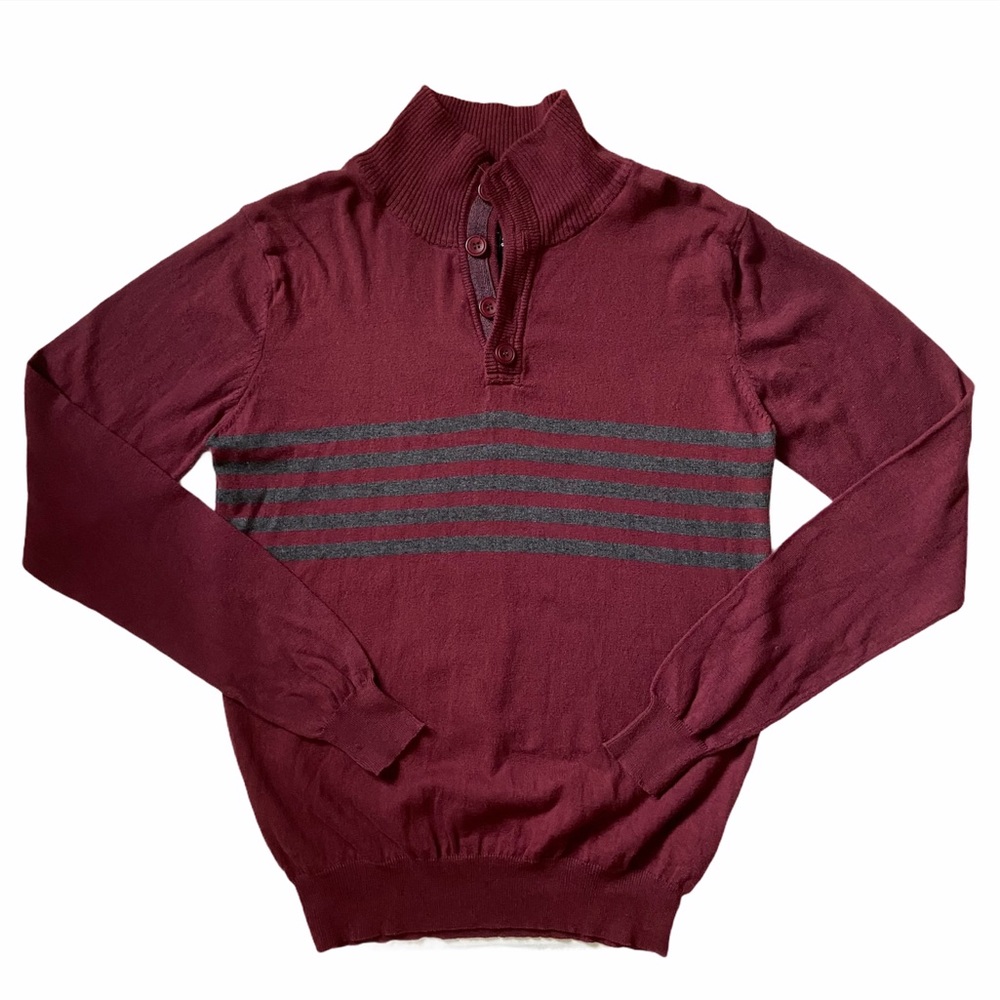 Urban Heritage Men's Maroon Grey Pullover Sweater Small